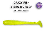 CRAZY FISH Vibro Worm 3" (7.5 cm) - 5 pc - CRAZY FISH Vibro Worm 3" (7.5 cm) - 5 pc | BS Fishing