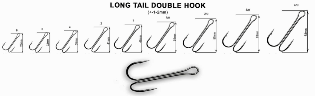 CRAZY FISH Long Tail Double Hook double hook (bag) – BS-FISHING