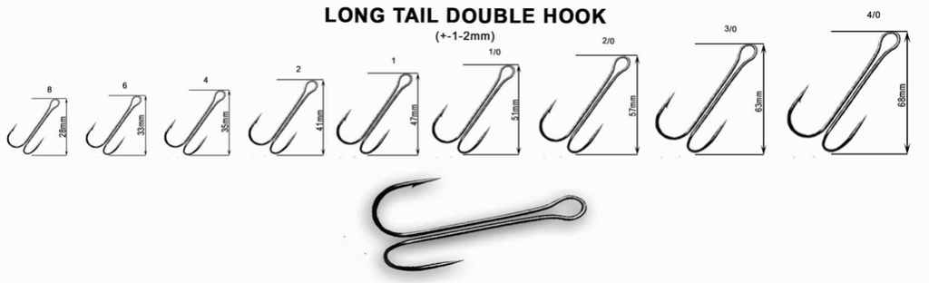 double fishing hook sizes CRAZY FISH Long Tail Double Hook double hook (bag) – BS-FISHING