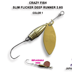 Cuillère tournante CRAZY FISH Slim Flicker Deep Runner 2.6g - Cuillère tournante CRAZY FISH Slim Flicker Deep Runner 2.6g | BS Fishing
