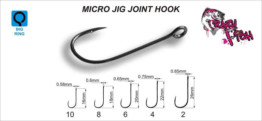 CRAZY FISH Micro Jig Joint Hook single hook (bag) – BS-FISHING
