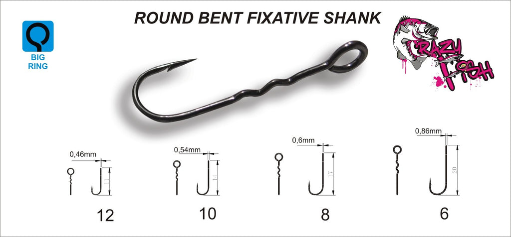 CRAZY FISH Round Bent Fixating Shank Hook single hook (bag) – BS-FISHING