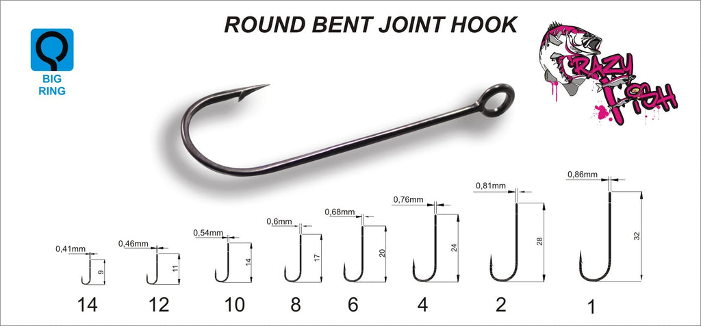 CRAZY FISH Round Bent Joint Hook single hook (bag) – BS-FISHING CRAZY FISH Round Bent Joint Hook single hook (bag) – BS-FISHING