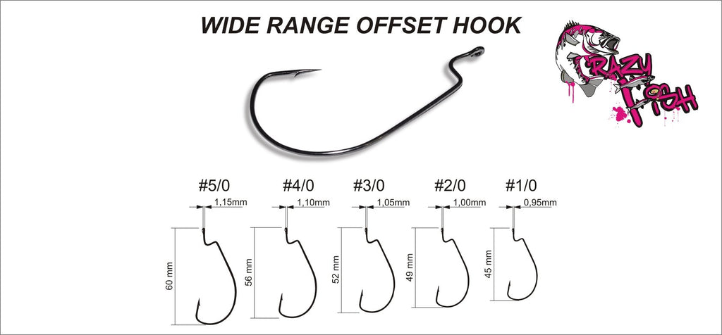 Crazy Fish Wide Range Offset Hook | 1/0-5/0